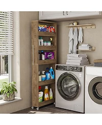 Tribesigns 5-Tier Tall Narrow Storage Cart on Wheels, 63 '' Mobile Shelf Organizer, Rolling Utility for Kitchen, Dining Room, Small Spaces