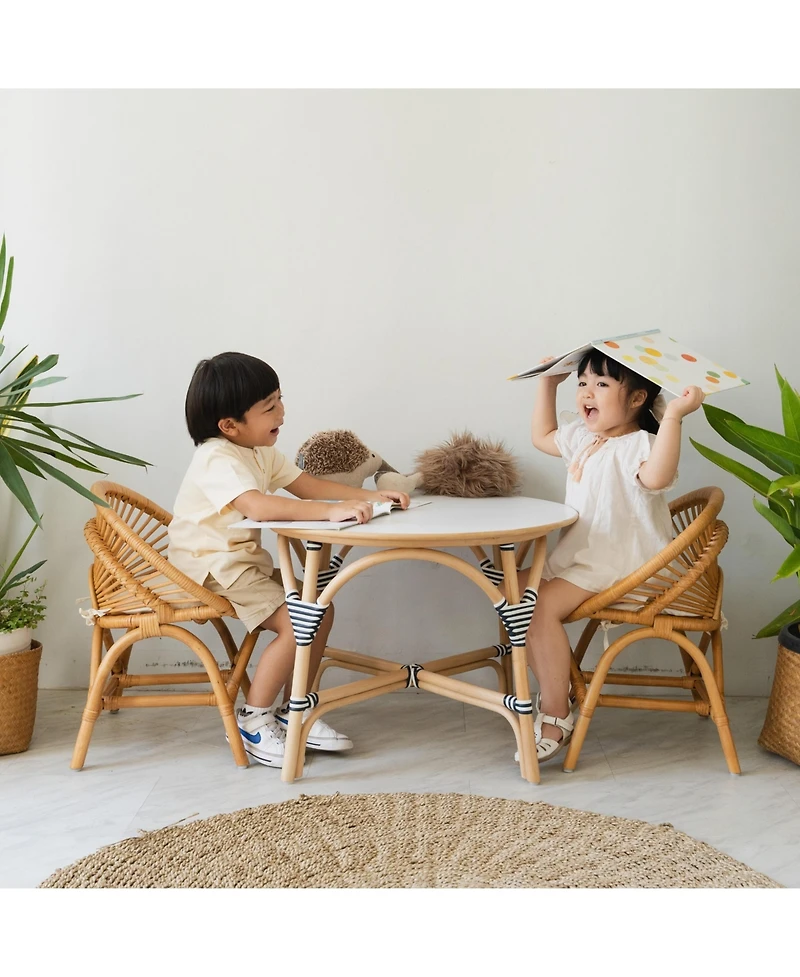Momiji Aulia Handcrafted Rattan Kids Table with Laminated Plywood