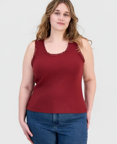 And Now This Trendy Plus Lace-Trim Tank Top, Macy's Exclusive