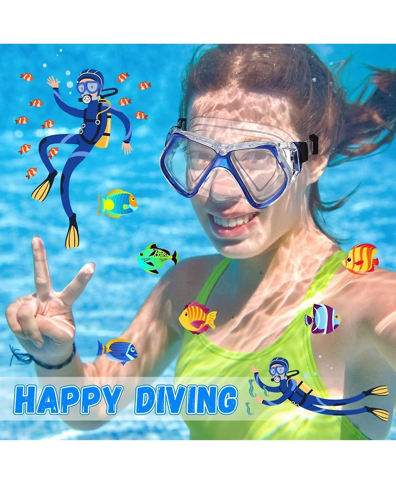 Gnuadz 4pc Adult Diving Mask Tempered Glass Snorkel Gear