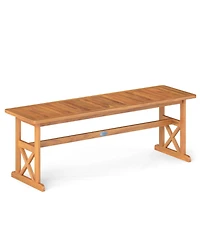 Gymax 51 Inches Acacia Wood Outdoor Bench w/ Slatted Seat and X-Shaped Frame