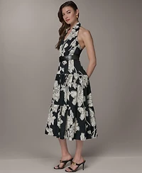 Donna Karan New York Women's Collared Halter A-Line Sleeveless Dress