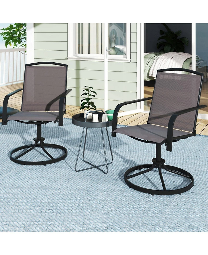 Sugift Set of 2 Outdoor Swivel Patio Chairs with High Back and Breathable Seat