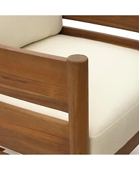 LuxenHome Outdoor Armchair, Acacia Wood Frame with 5.9" Thick Cushions