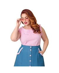 Smak Parlour Women's Plus Size 1960s Ruffle Cotton Blouse