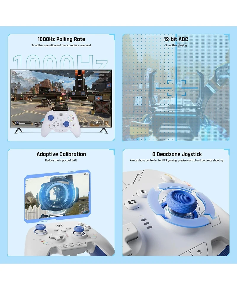 Bigbig Won Rainbow 2 Se Bluetooth Wireless Controller with Motion Control Aim, Hall Effect Triggers for Switch, Pc, Android and iOS