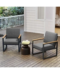 Sugift Patio Aluminum Modern Armchairs Set of 2 for Balcony