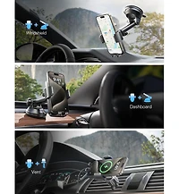Lisen 3-in-1 Car Phone Mount, Dashboard Windshield Air Vent Holder with Adjustable Arm, Stable Universal Phone Holder for iPhone and Android