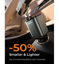 Lisen 4-in-1 Retractable Car Charger with Led Ambient Light, 75W Fast Charging Usb-c Car Adapter with Built-in Cables for iPhone and Android