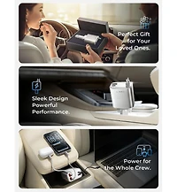 Lisen 2-Pack Car Charger Kit, Retractable Fast Charging Set with Long Cable and Compact Design, Multi-Device Chrng Solution for Daily and Travel Use