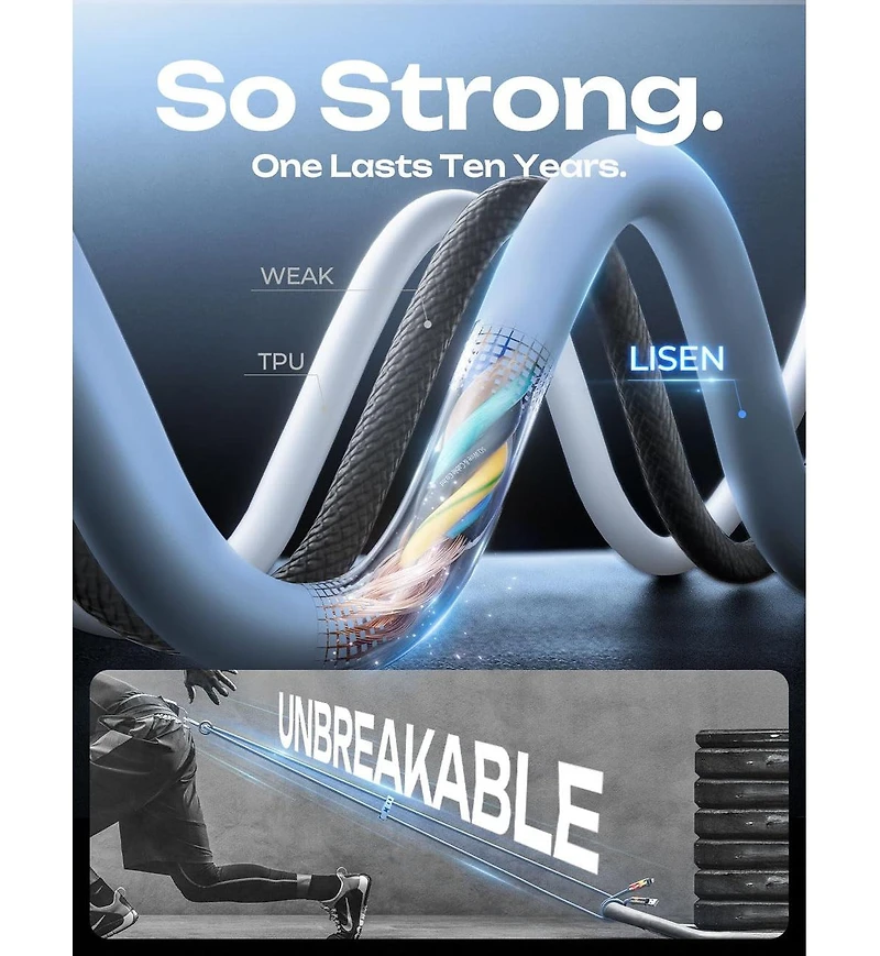 Lisen 2-Pack 240W 4-in-1 Charging Cable, Usb-c and Lightning Multi Charger Cable for All Devices, Fast Charging Cord for Travel