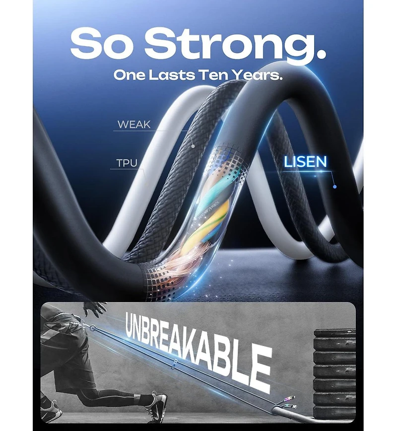 Lisen 2-Pack 240W 4-in-1 Charging Cable, Usb-c and Lightning Multi Charger Cable for All Devices, Fast Charging Cord for Travel, Home and Car