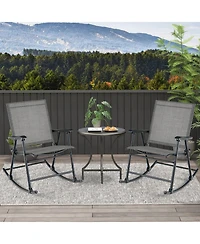 Gouun Folding Outdoor Rocking Chair Set of 2 with Breathable Fabric