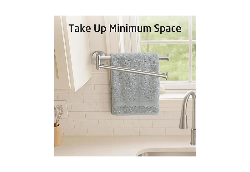 Phying Kitchen Swivel Towel Bar 9-Inch, Swivel Towel Rack for Dish Towel, Double Towel Bar 2-Arm Wall Mounted, Sus 304 Stainless Steel, Brushed Finish