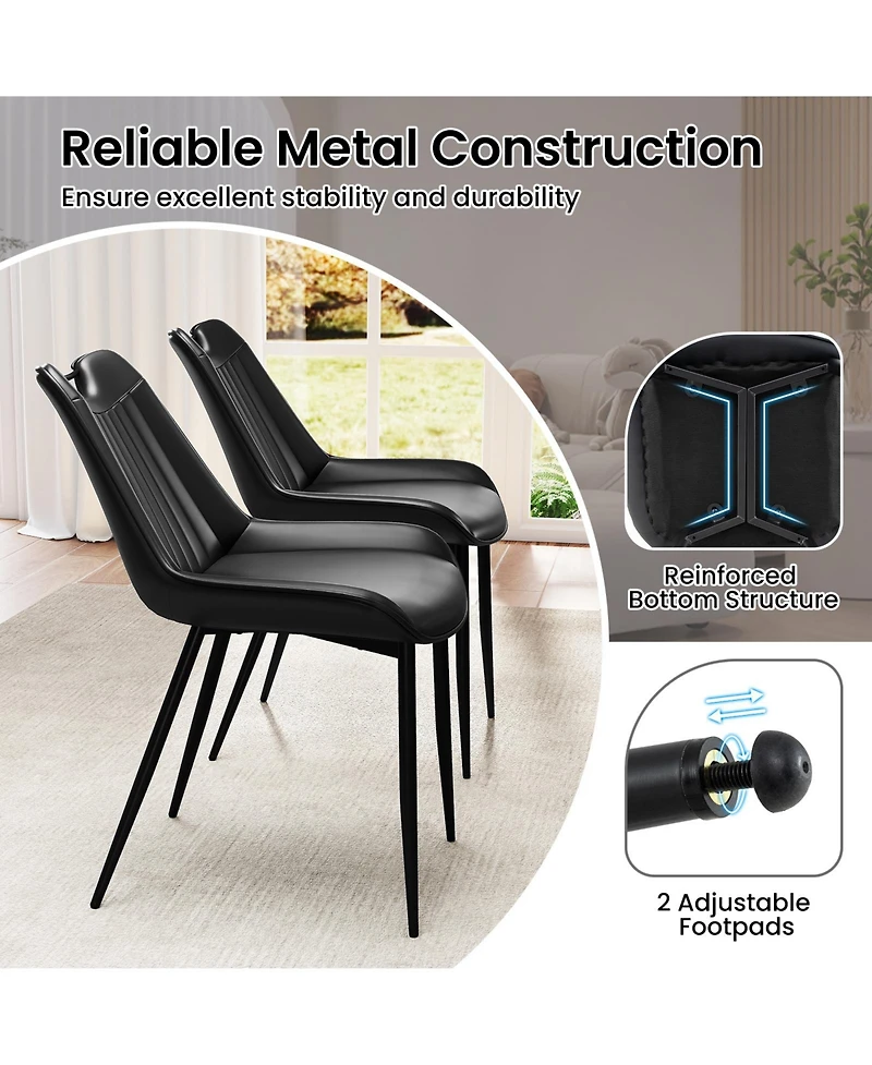 Slickblue Set of 4 Upholstered Kitchen Chairs with Metal Legs