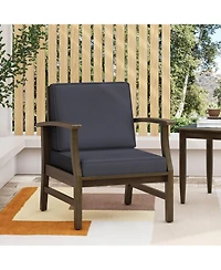Rainsken Outdoor Accent Chair, Acacia Wood Patio Chair with Thick Cushions and Slat Panel Design, Weather Resistance for Backyard and Poolside