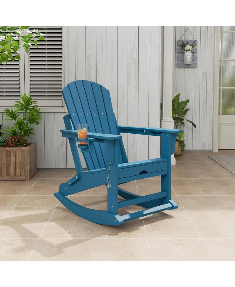 gaomon Adirondack Outdoor Rocking Chairs for Porch, Folding Adirondack Rocker Chair With Two Cup Holders