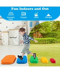Slickblue 5 Piece Kids Stepping Stone Set, Non-Slip River Stones for Balance and Play-Multicolor
