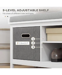 Homcom Storage Shoe Bench with Cushion, Fabric Drawers for Entryway,