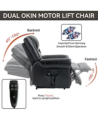 sumyeg Leather Power Lift Recliner Chair Heat Massage Manual with Usb Ports