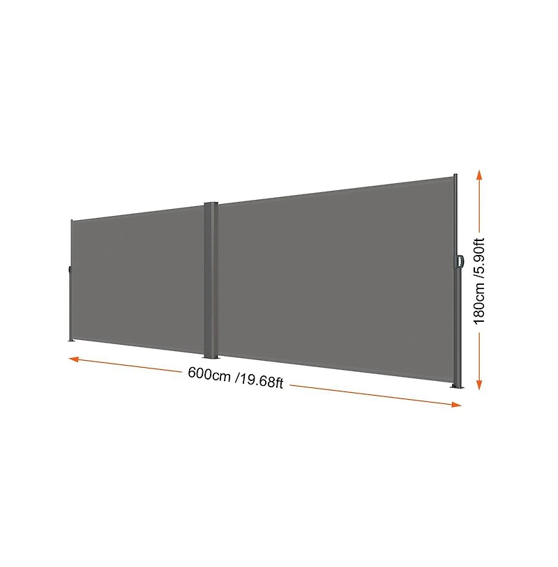 Sugift 71x236 in Retractable Side Awning Aluminum Outdoor Privacy Screen with 280g Polyester Fabric