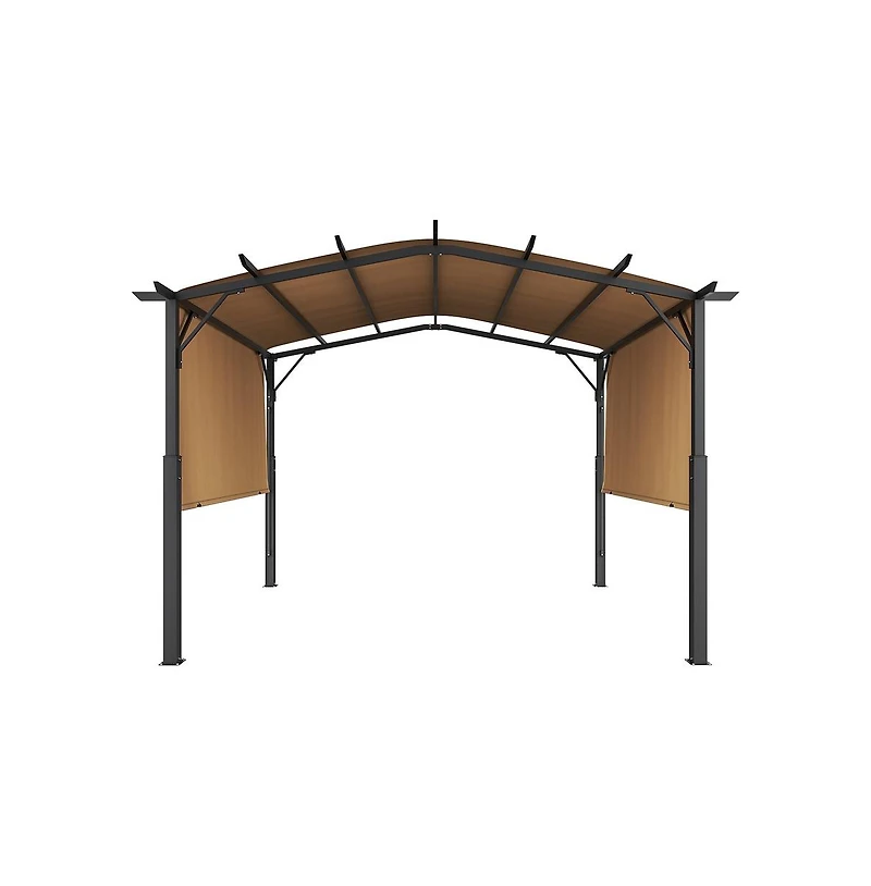 Sugift 10 x 10 ft Arched Top Metal Pergola with Retractable Sun Shade Canopy Heavy Duty Garden