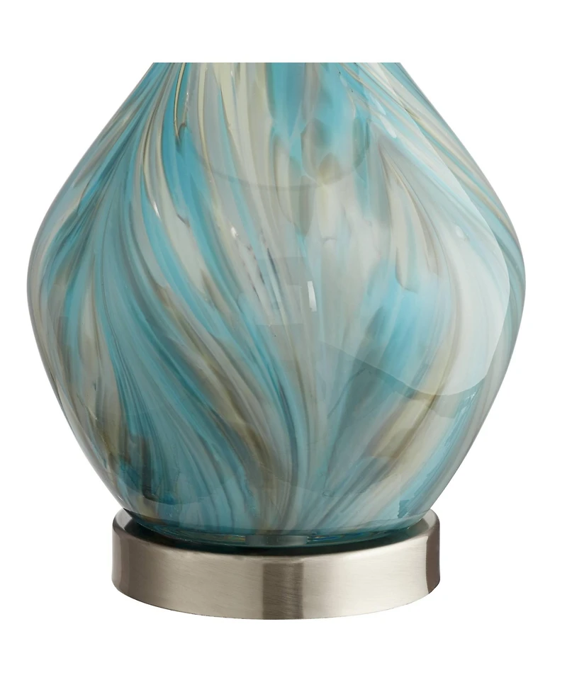 360 Lighting Cirrus 22" High Vase Modern Accent Table Lamps Set of 2 Handcrafted Art Glass Living Room