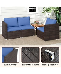 Gouun 3-in-1 Outdoor Wicker Daybed with Adjustable Backrest and Storage Ottoman, 66 in Wide