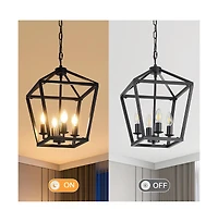 16-inch Modern Matte Black Iron Chandelier