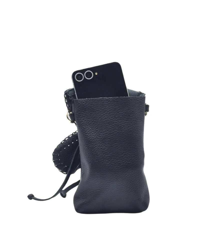 Carlos Falchi Cell Phone Butterly To Grain Leather Bag