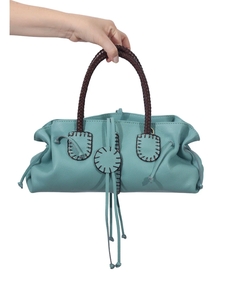 Carlos Falchi Mini Satchel Top Grain Leather Bag
