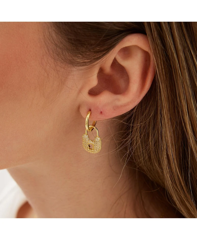 Spero London Lock Silver Hoop Sterling Earring