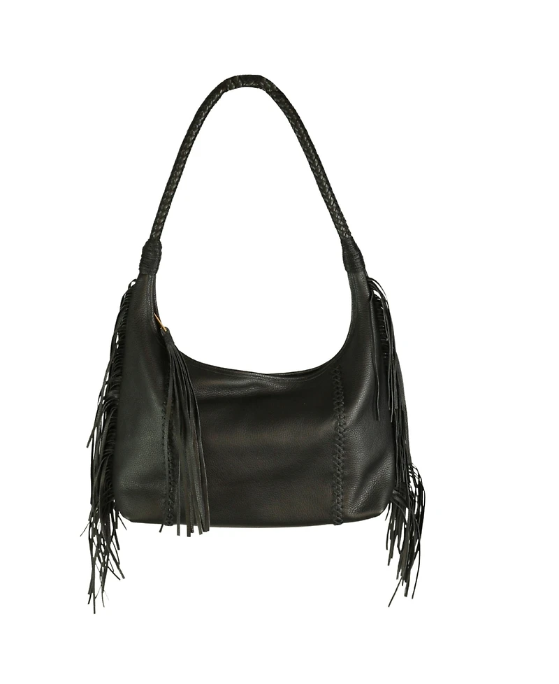 Carlos Falchi Fringe Leather Hobo Bag