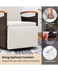 Gymax Set Of 2 Outdoor 360° Swivel Rattan Recliner Chair Patio Wicker Chaise Lounge Chair