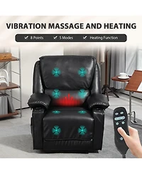 Homcom Massage Recliner Chair with Heat, Swivel Rocker with Footrest