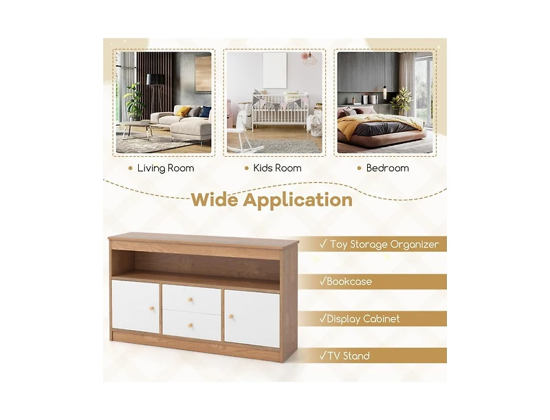 Slickblue Kids Toy Storage Organizer with Open Shelf and 2 Drawers