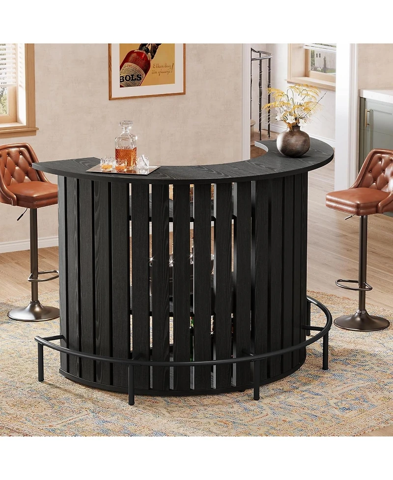 Tribesigns 4-Tier Bar Table, 39.4" H Home Bar Unit with Footrest, Arc-Shaped Mini Bar Table, Modern Wine Bar Cabinet
