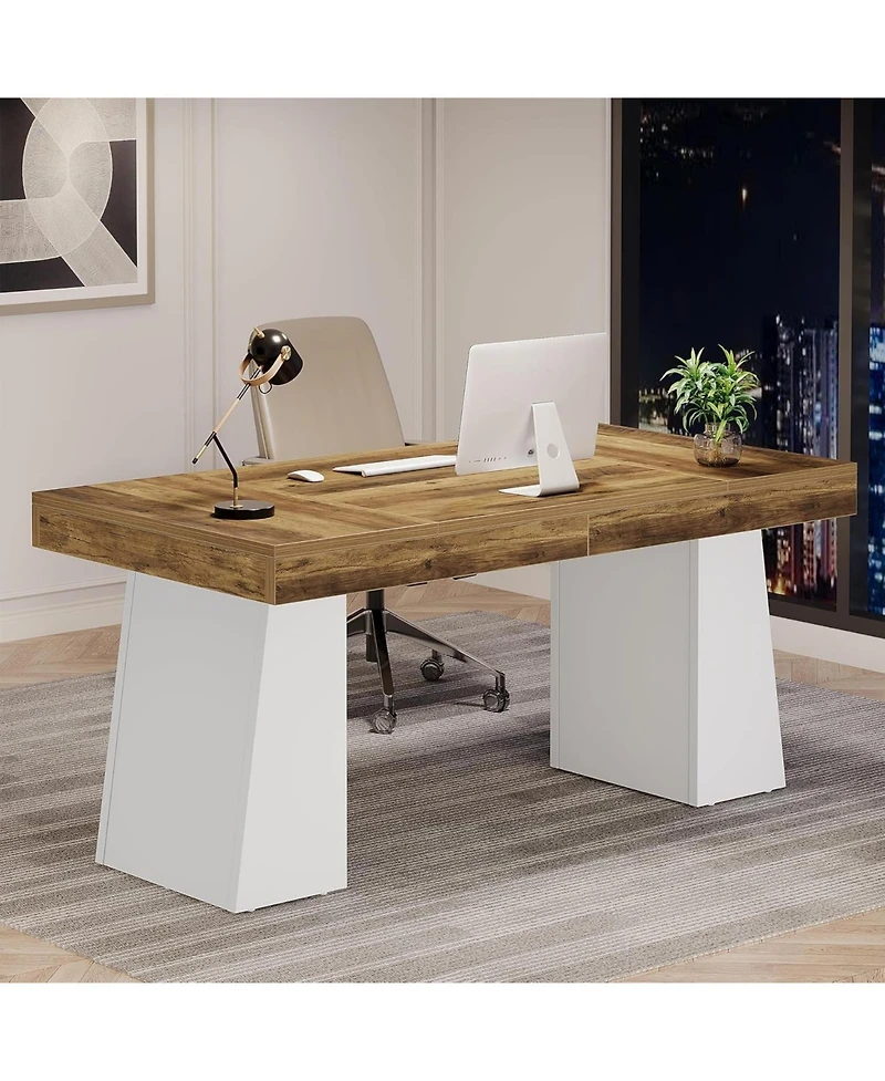 Tribesigns 55" Executive Wooden Desk with Double Pedestal