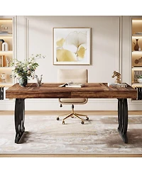 Tribesigns 63-Inch Executive Desk, Modern Office Computer Desk with Faux Marble Tabletop