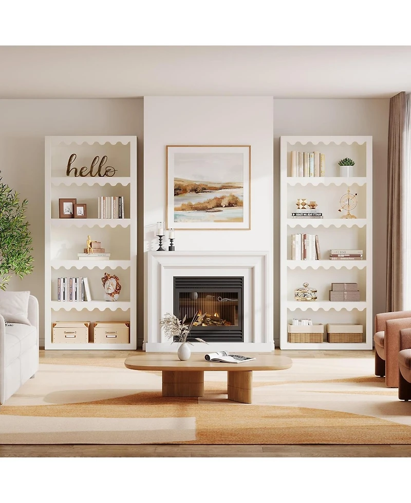 Tribesigns 5-Tier Open Bookcase, 70-Inch Tall Bookshelf with Scalloped Edges