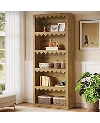 Tribesigns 5-Tier Open Bookcase, 70-Inch Tall Bookshelf with Scalloped Edges