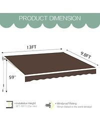 Aecojoy 13'x10' Manual Retractable Awning Sun Shade, Patio Awning Canopy