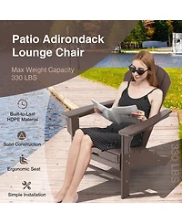 Gouun Outdoor Hdpe Adirondack Chair with Retractable Pull-Out Ottoman, in Seat