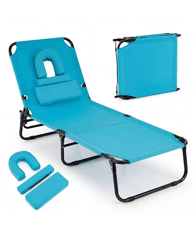 Gouun Folding Face-Down Tanning Chair with 3 Removable Pillows