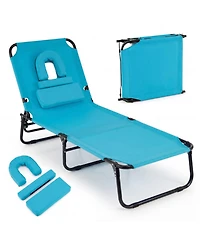 Gouun Folding Face-Down Tanning Chair with 3 Removable Pillows