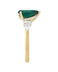 Macy's Lab Grown Emerald (2 ct. t.w.) and Lab Grown White Sapphire (3/4 ct. t.w.) Ring in 14k Yellow Gold-Plated Sterling Silver