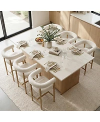 Maison Boucle 24" Boucle Counter Height Stools with Arms Set of 6, Kitchen Island