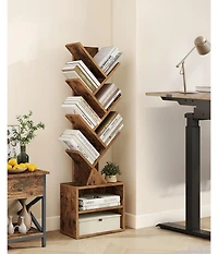 Slickblue Modern Tree Bookcase with Cabinet Storage Organizer Shelf