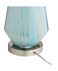 Possini Euro Design Jaime Modern Table Lamps 26" High Set of 2 Art Glass Fabric Drum Shade for Bedroom Living Room Bedside Nightstand