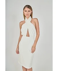endless rose Women's Draped Halter Midi Dress